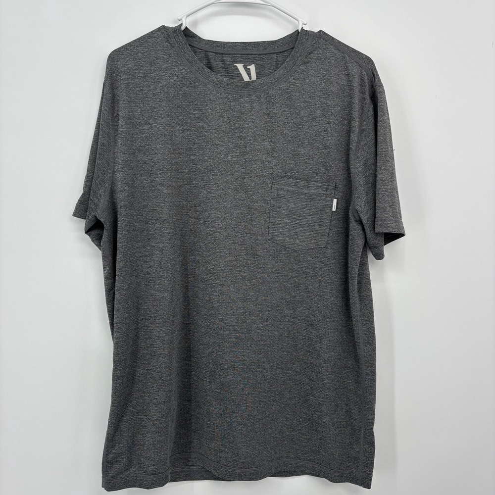 Vuori Tradewind Performance T Shirt Short Sleeve Pocket Mens Large Gray Running